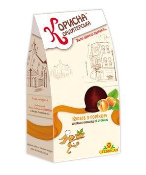 Конфеты со стевией в шоколаде &laquo;Курага с орехом&raquo;, ТМ Корисна Кондитерская, 150 г 2913 фото