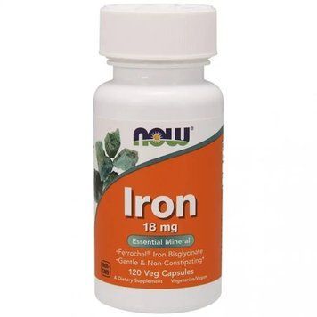 Now Foods Iron 18 mg Хелатное желез, бисглицинат железа 120 капсул 1785 фото