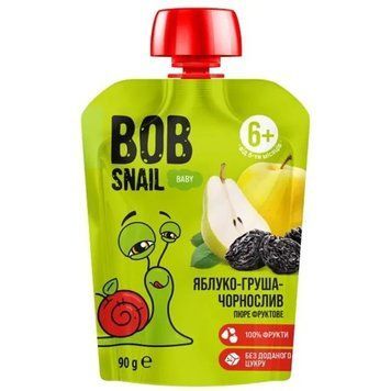 Пюре фруктове Яблуко-Груша-Чорнослив Bob Snail 90 г 5319 фото