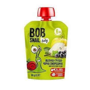 Пюре яблуко-груша-чорна-смородина Bob Snail , 90г 2599-9 фото