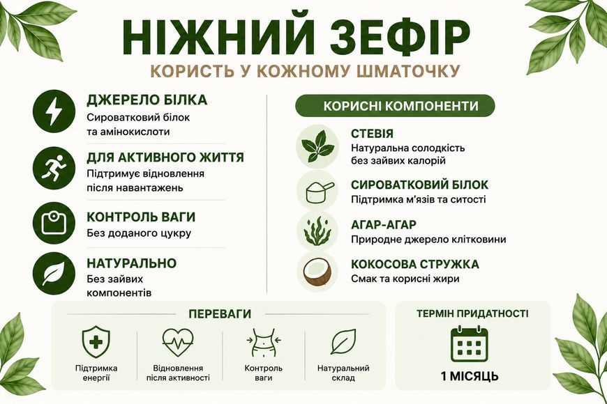 Зефир без сахара белый со стевией в кокосовой стружке, ТМ Корисна кондитерская, 500 г 2056 фото