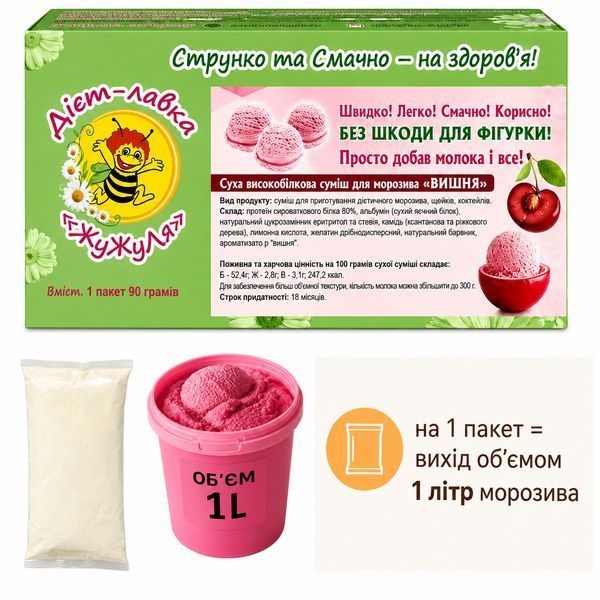 Мороженое протеиновое без сахара (сухая смесь) "Вишня" ТМ ЖуЖуля, 90 г 7117 фото