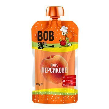 Пюре фруктове персик пастеризоване, Bob Snail 250 г 2678 фото
