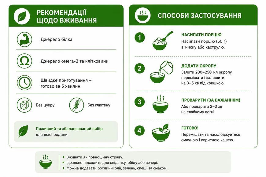 Каша амарантова з конопляним протеїном та насінням коноплі 500 г 7147 фото