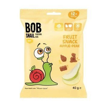 Натуральні снеки для дітей яблуко-груша Bob Snail 20 г 4129 фото