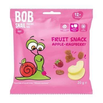 Натуральні снеки для дітей яблуко-малина Bob Snail 20 г 4130 фото