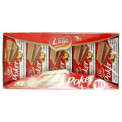 Вафли Gastone Lago Poker Nocciola с кремом из фундука 45 г (Италия) 4265 фото