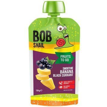 Пюре фруктове без цукру Bob Snail Smoothie "Смузі Банан-Чорна смородина" 120 г Равлик Боб 2596-11 фото