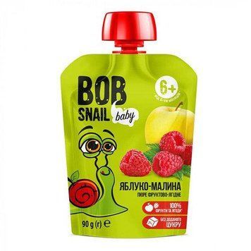 Фруктовое пюре дитяче Bob Snail Яблуко малина 90 г 2602 фото