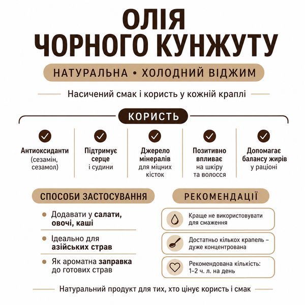 Масло черного кунжута (сезама) первого холодного отжима 250 мл 1717 фото