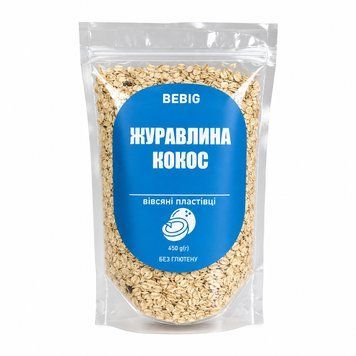 Овсяные хлопья без глютена с клюквой и кокосом ТМ Bebig 450 г 6189 фото