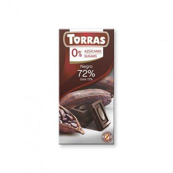 Шоколад чорний без цукру та глютену 72% какао Torras 75 г 1801 фото